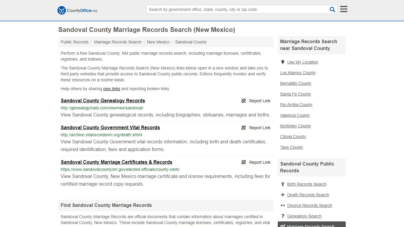 Sandoval County Marriage Records Search (New Mexico) - County Office
